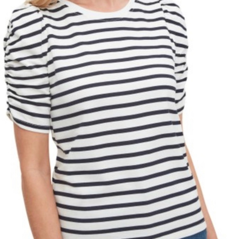 kate spade | Rouched Sleeve Striped Tee - Picture 1 of 7